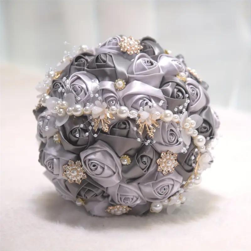 ブーケ ウェディング ブライダルブーケ 花嫁 7カラー 白 ピンク ブルー ホワイト ネイビー 造花 結婚式 前撮り 豪華 花束 披露宴 海外挙式 ウェディングブーケ_16