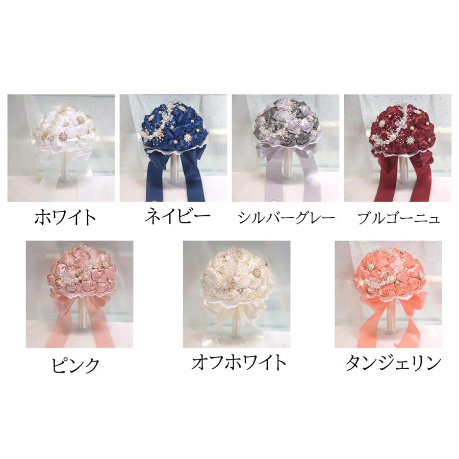 ブーケ ウェディング ブライダルブーケ 花嫁 7カラー 白 ピンク ブルー ホワイト ネイビー 造花 結婚式 前撮り 豪華 花束 披露宴 海外挙式 ウェディングブーケ_19