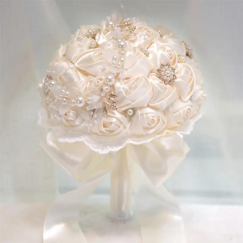 ブーケ ウェディング ブライダルブーケ 花嫁 7カラー 白 ピンク ブルー ホワイト ネイビー 造花 結婚式 前撮り 豪華 花束 披露宴 海外挙式 ウェディングブーケ_12