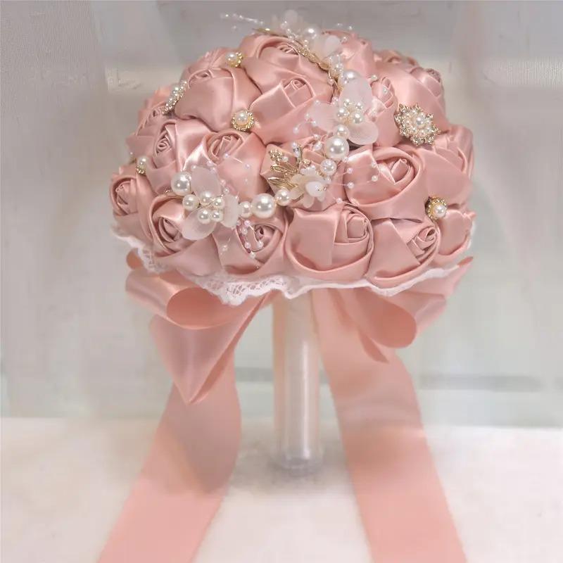 ブーケ ウェディング ブライダルブーケ 花嫁 7カラー 白 ピンク ブルー ホワイト ネイビー 造花 結婚式 前撮り 豪華 花束 披露宴 海外挙式 ウェディングブーケ_13