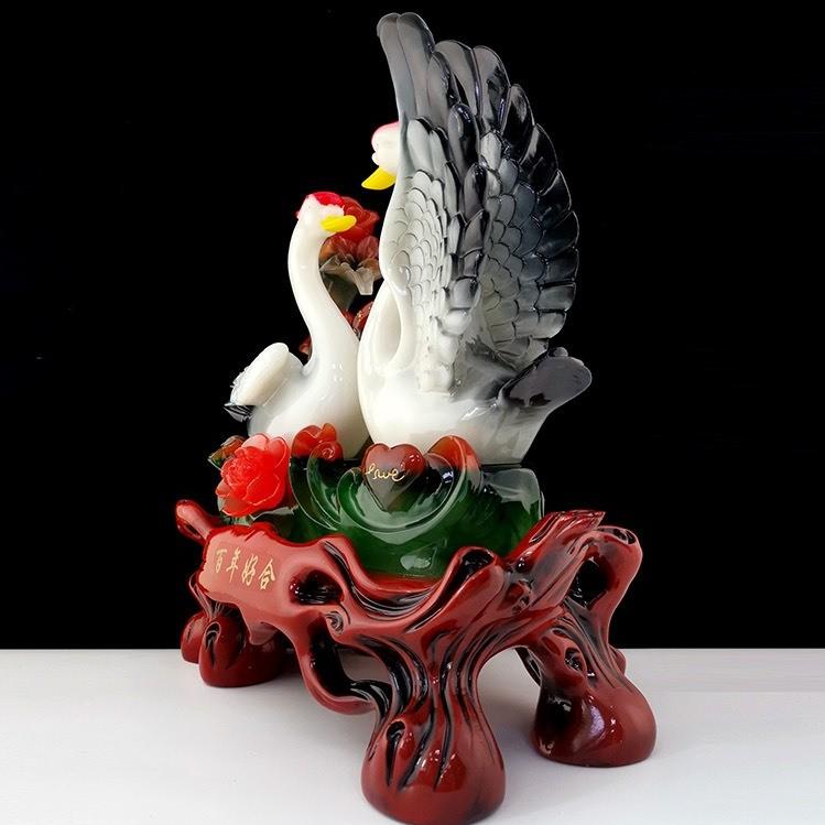 特大 白鳥 スワン つがい 置物 オブジェ 恋愛運 幸運 開運 家庭運 健康