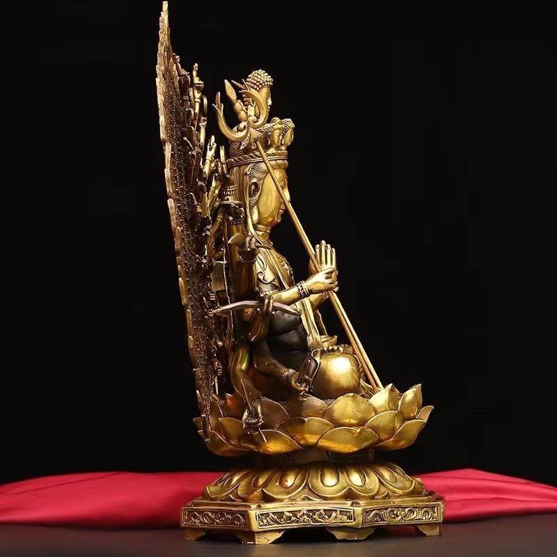 千手観音 菩薩 像 黄金 ブロンズ 観音 女神 仏教 開運 恋愛運 健康運 金
