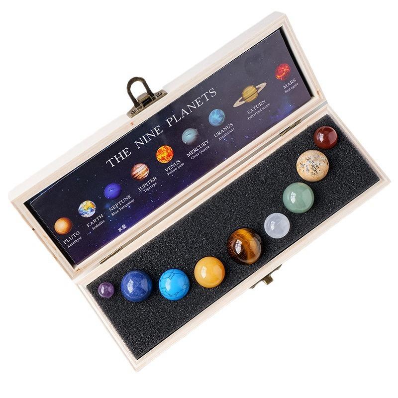 天然石の装飾品 球体と岩の組み合わせ 天然石 惑星 飾り 水晶 宝石鉱石標本 太陽系デスク装飾 サンプル