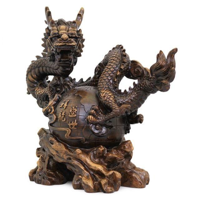 ドラゴン 龍 像 オブジェ 置物 地球 開運 縁起物 迫力 かっこいい 健康