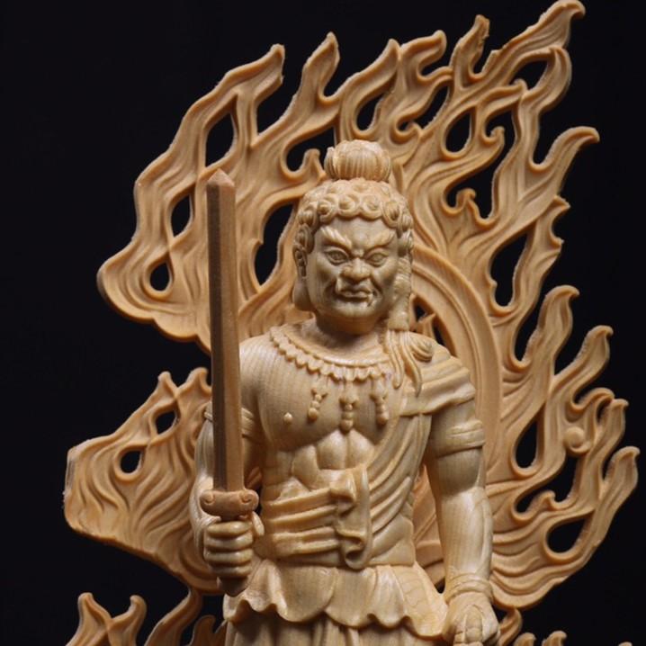 木製　不動明王　仏像　神様　宗教　スピリチュアル 工芸品 古美術 置物 骨董品 不動明王 神様 神さま 神 魔除け 幸運 金運 健康運 出世運 家庭運 家内
