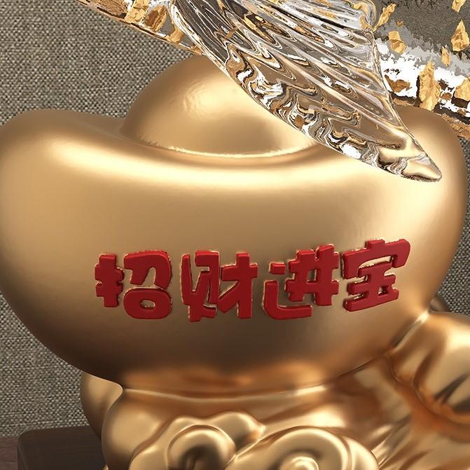 アロワナ 置物 オブジェ 財運 金運 運気アップ クリア 透明 金色 黄金