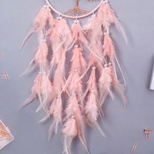 ドリームキャッチャー オーナメント モビール 羽 フェザー ピンク 運気