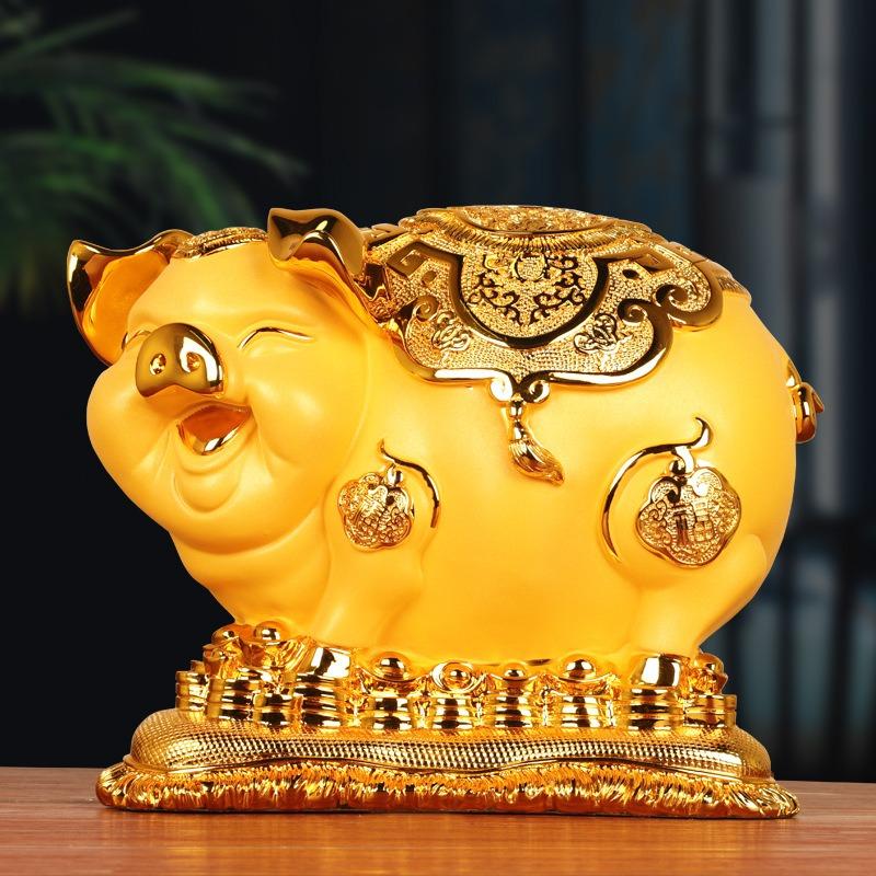 金の豚 置物 オブジェ 黄金 金色 貯金箱 干支 金運アップ 開運 商売