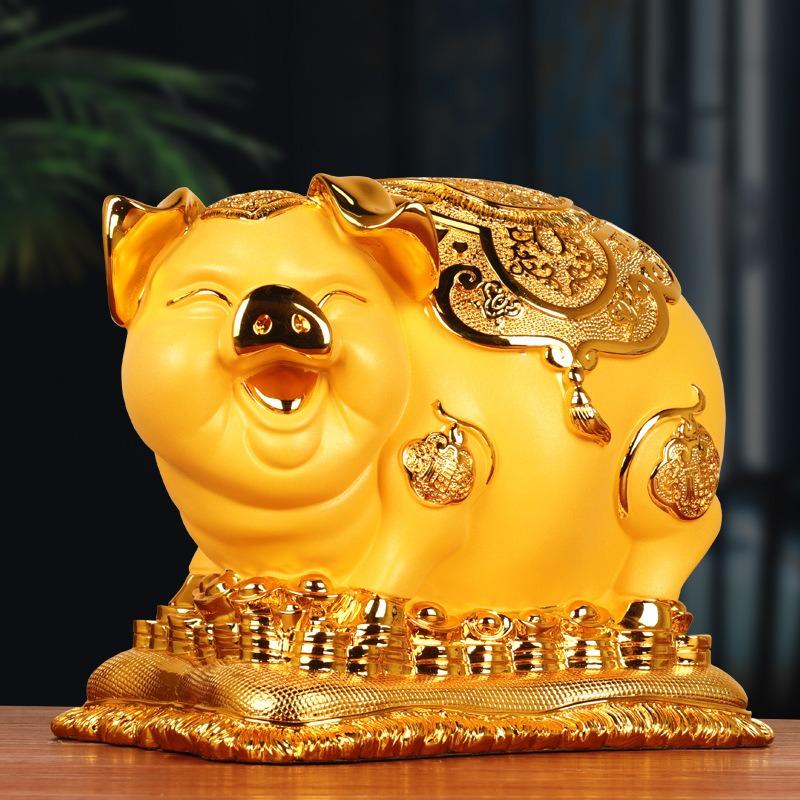金の豚 置物 オブジェ 黄金 金色 貯金箱 干支 金運アップ 開運 商売