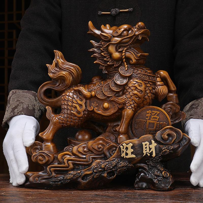 美品 天然石 彫刻 龍 鳳凰 麒麟 置物 インテリア 工芸品 美術品 A3456