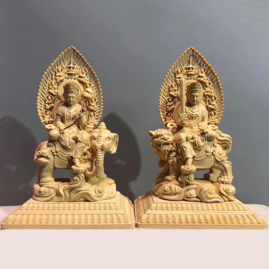 文殊菩薩座像 仏 神様 仏像 置物 オブジェ 木彫 彫刻 水 厄除け 縁起物 