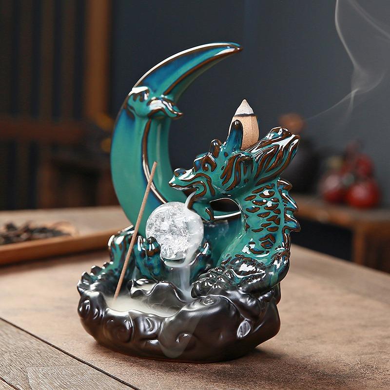 龍 ドラゴン 香炉 逆流香炉 お香 線香 運 縁起 干支 中国 貯金箱 玄関