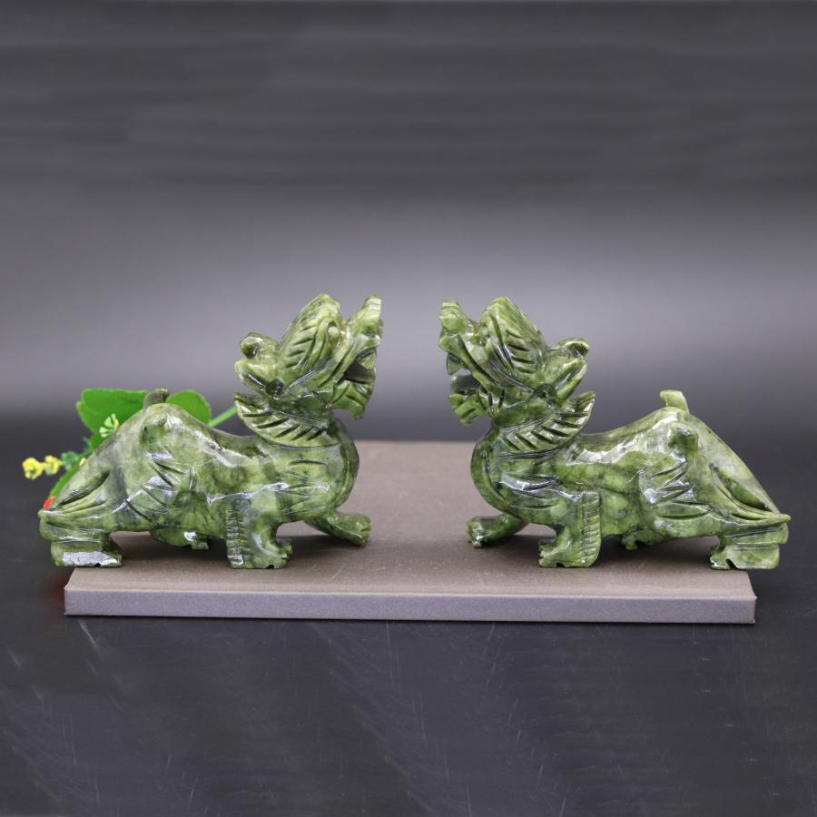 貔貅 ヒキュウ 翡翠風 天然石 置物 オブジェ 商売〓盛 インテリア 玄関