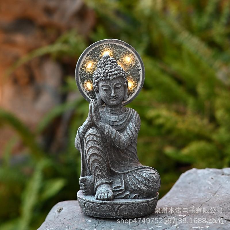 仏像 神 神様 仏 置物 オブジェ ソーラー ガーデン 水 厄除け 縁起物