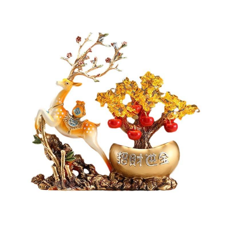 ゴールドの鹿の置物（大・小セット）縁起物風水 インテリア雑貨書斎 オフィス 玄関 ゴールドの鹿の置物（大・小セット）縁起物風水 インテリア雑貨