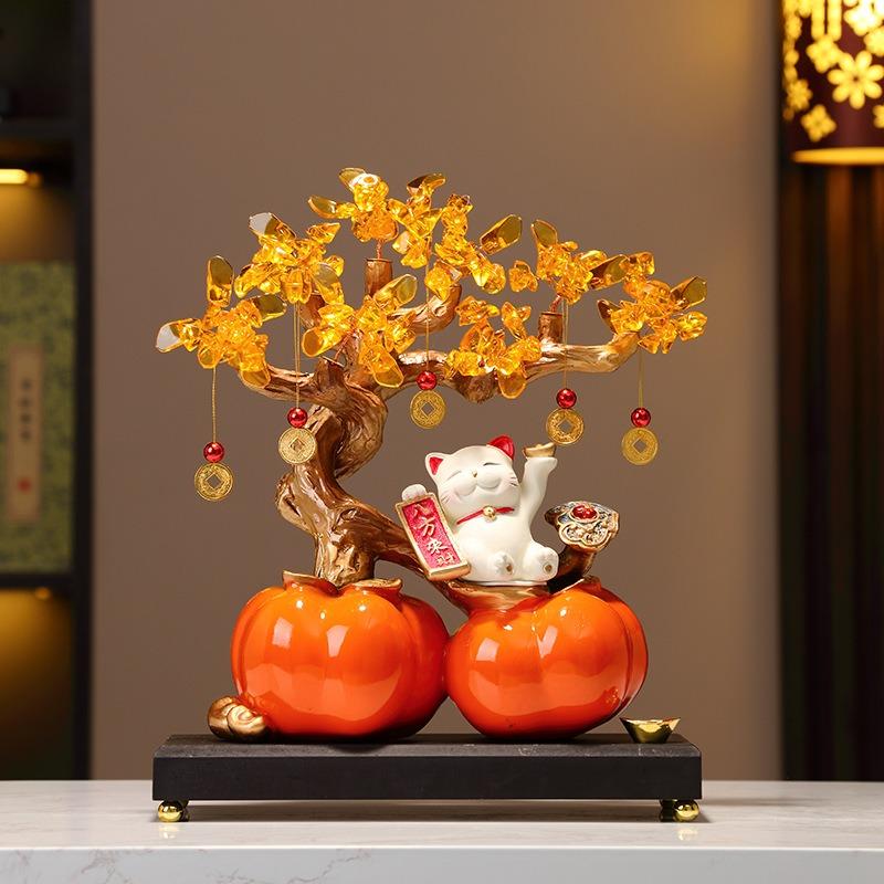 金のなる木 オブジェ 置物 像 招き猫 ねこ ネコ 招財樹 富 高級感 運