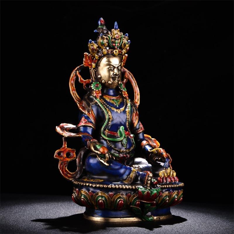極上　置物　チベット　仏像　天然素材　アンティーク　和彫　置物　骨董　飾り物 富の神 チベット 置物 オブジェ 銅製 インテリア 玄関 リビング 装飾品