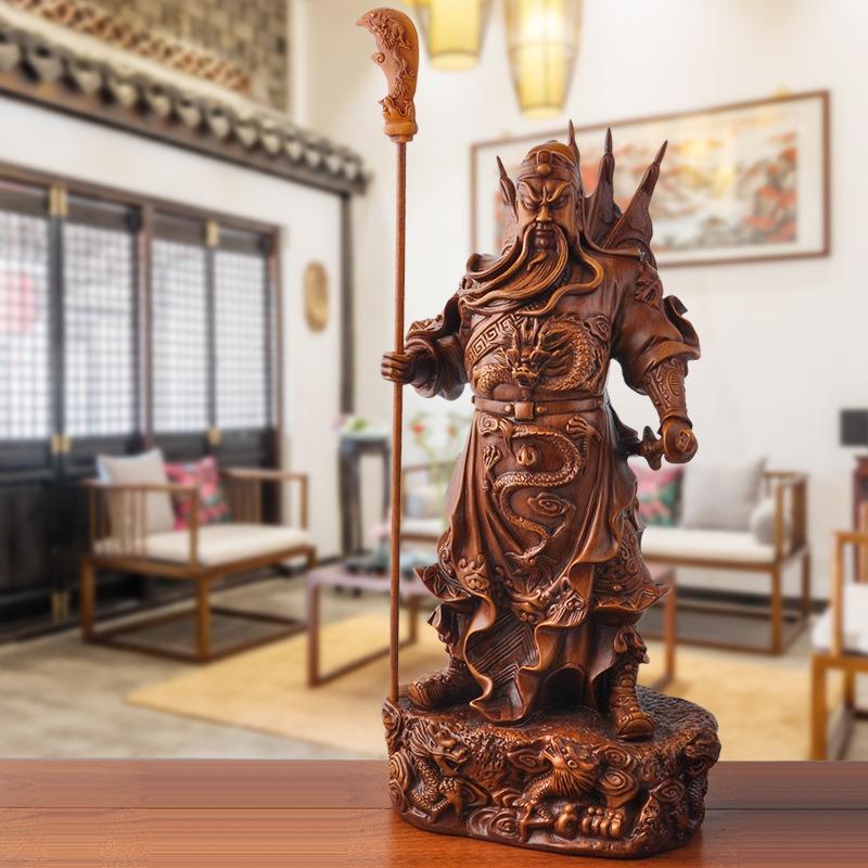 三国志 関羽像 置物 オブジェ 樹脂製 長寿 縁起物 魔除け 厄除 開運