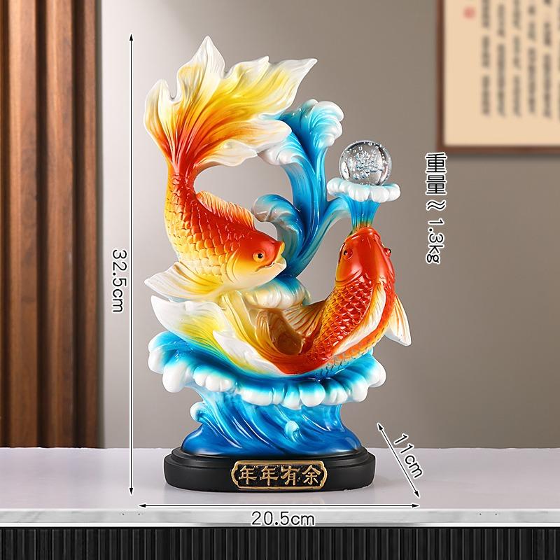 金魚 赤 レッド 青 ブルー 置物 彫刻 風水グッズ 財運 金運 安産祈願