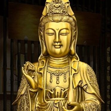 観音菩薩 神 神様 仏 風水グッズ 銅製 ゴールド 金 オブジェ 幸運 長寿