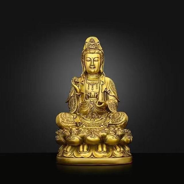 観音菩薩 神 神様 仏 風水グッズ 銅製 ゴールド 金 オブジェ 幸運 長寿