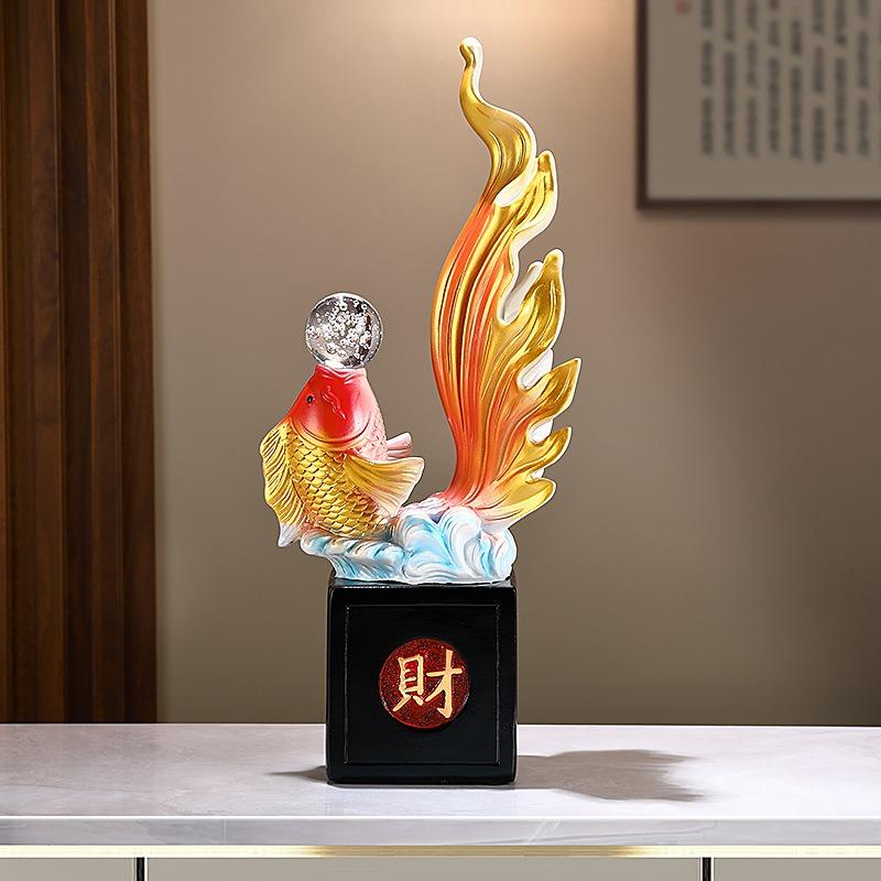 金魚 レッド ブルー 赤 青 魚 置物 彫刻 風水グッズ 縁起物 幸運 長寿