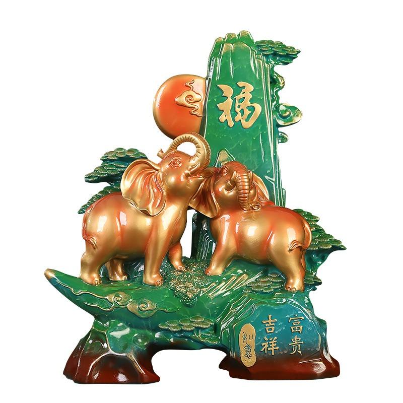 象 ゾウ 置物 オブジェ 金色 ゴールド 黄金 月 豪華 装飾 富 繁栄 樹脂素材 高級感 運 開運 商売繁盛 黄金 オブジェ 置物 インテリア 玄関 リビング 風水 縁起物_5