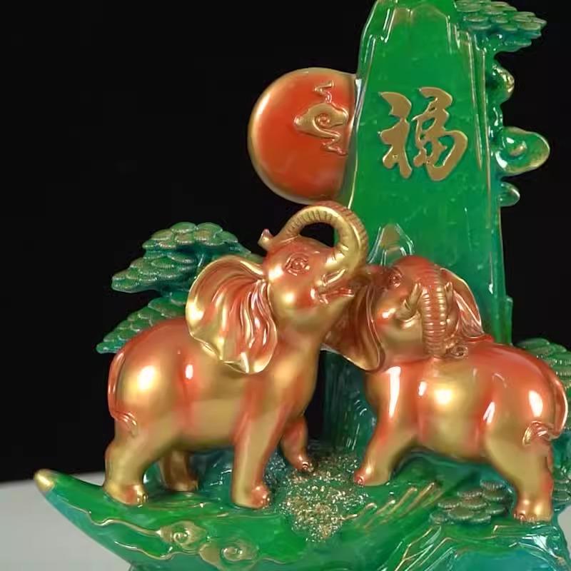 象 ゾウ 置物 オブジェ 金色 ゴールド 黄金 月 豪華 装飾 富 繁栄 樹脂素材 高級感 運 開運 商売繁盛 黄金 オブジェ 置物 インテリア 玄関 リビング 風水 縁起物_4