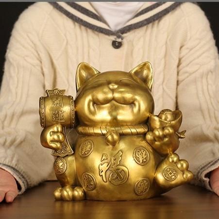 美品!.特大サイズ 黄金小判猫 貯金箱 ゴールド 置物 金色 招き猫 招き猫 猫 ゴールド 黄金 金色 原宝 貯金箱 置物 オブジェ 開運 金運