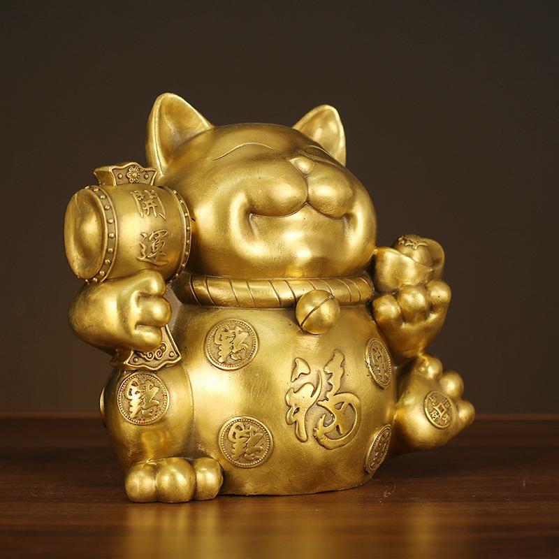 招き猫 猫 ゴールド 黄金 金色 原宝 貯金箱 置物 オブジェ 開運 金運