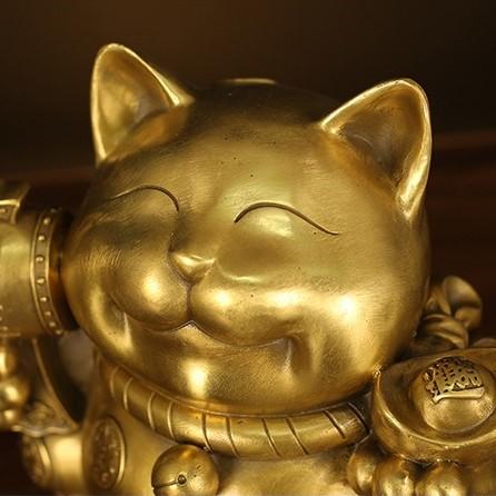 招き猫 猫 ゴールド 黄金 金色 原宝 貯金箱 置物 オブジェ 開運 金運