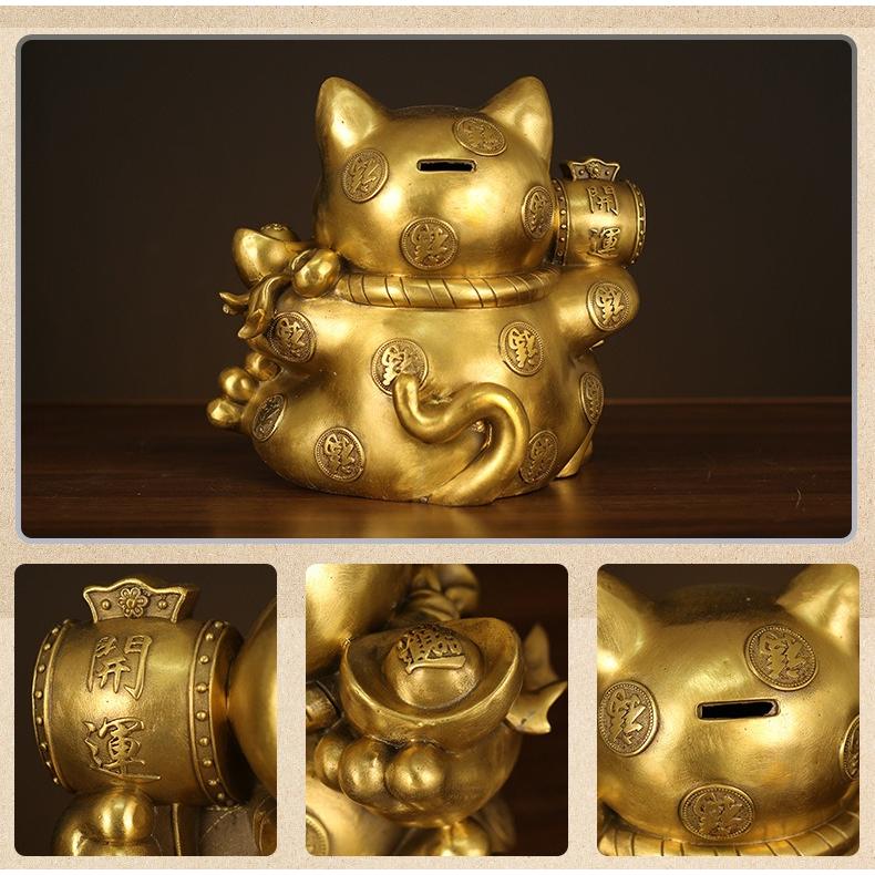 招き猫 猫 ゴールド 黄金 金色 原宝 貯金箱 置物 オブジェ 開運 金運