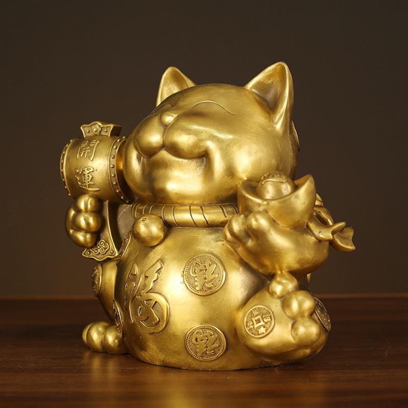 招き猫 猫 ゴールド 黄金 金色 原宝 貯金箱 置物 オブジェ 開運 金運