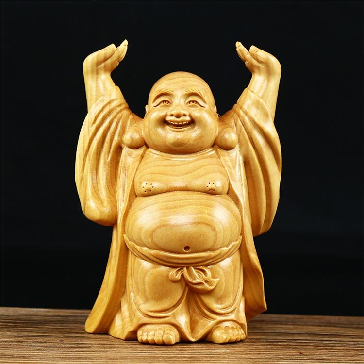 布袋様 オブジェ 開運 木製 木彫 運気 風水 仏像 神様 インテリア