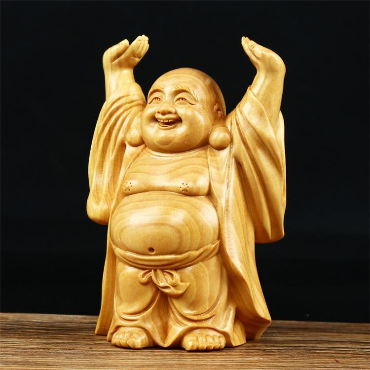 布袋様 オブジェ 開運 木製 木彫 運気 風水 仏像 神様 インテリア