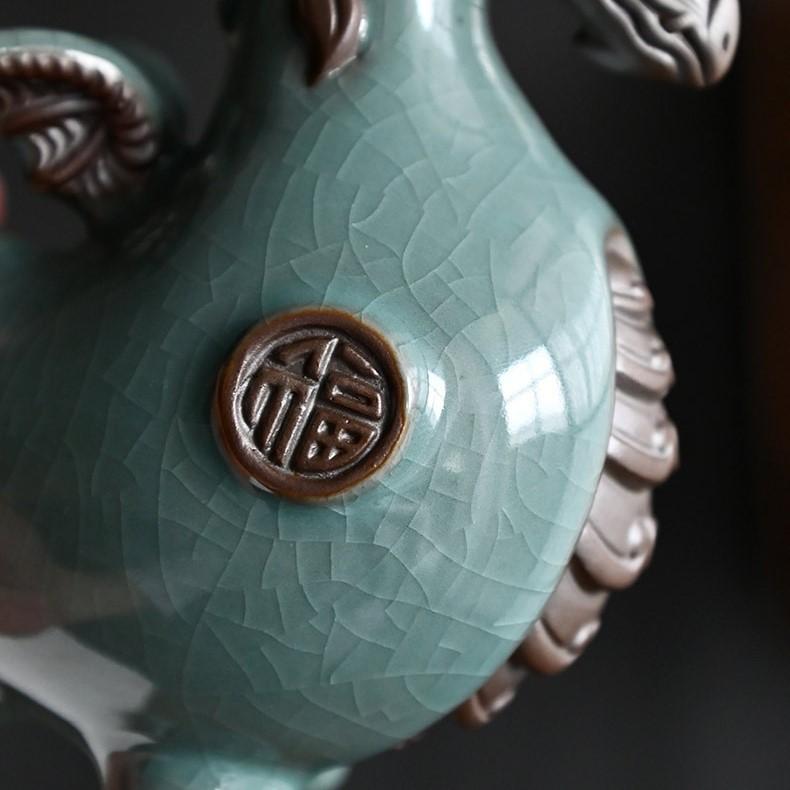 龍 ドラゴン 竜 置物 オブジェ ブルー 青 セラミック 寝室 店舗 金運
