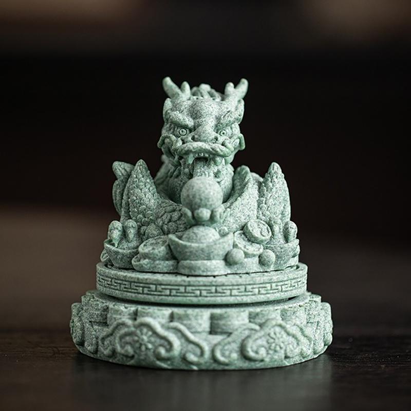 龍 ドラゴン 竜 青沙石 置物 オブジェ 金龍 風水 開運 縁起 干支 中国 