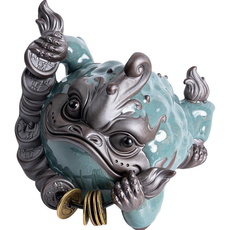 蛙 カエル 置物 オブジェ ブルー 青 高級感 財運 金運 開運 運気アップ