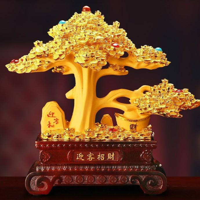 元宝 金のなる木 金 黄金 ゴールド 招財樹 富 繁栄 オブジェ 置物 インテリア 玄関 風水 縁起物 贈り物 プレゼント 樹脂素材 高級感 ...