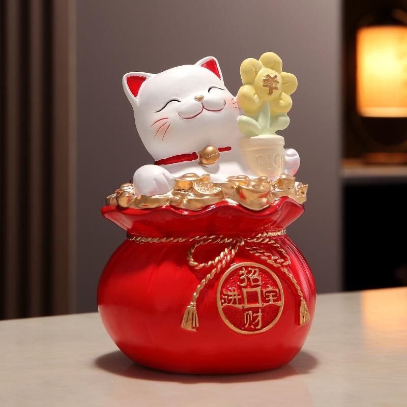 招き猫 猫 ネコ 置物 赤 レッド ゴールド オブジェ スピリチュアル