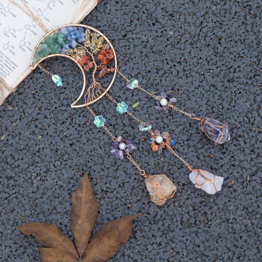 ドリームキャッチャー 月 ムーン 天然石 アメジスト オーナメント