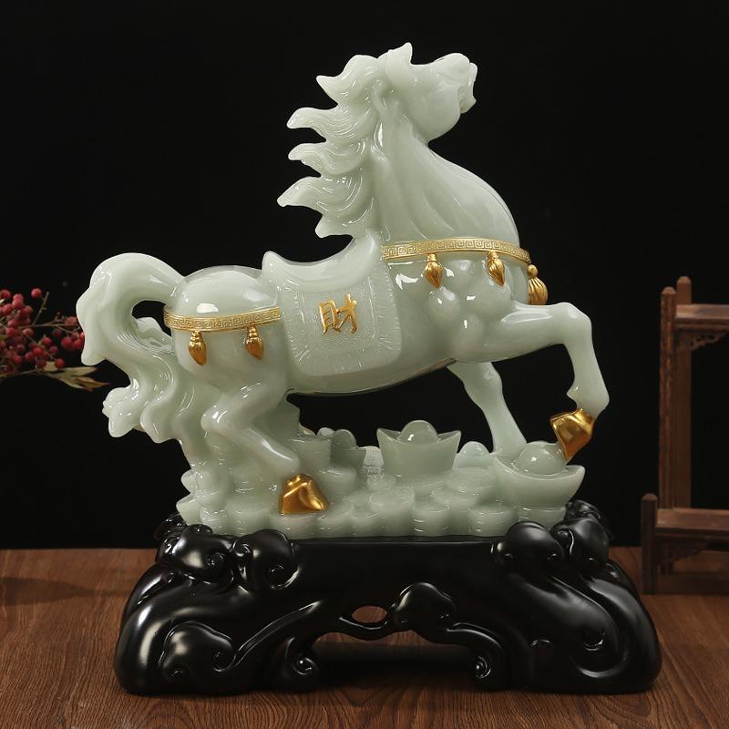 馬 うま 置物 オブジェ 翡翠色 樹脂製 開運 運気アップ 恋愛運 結婚運