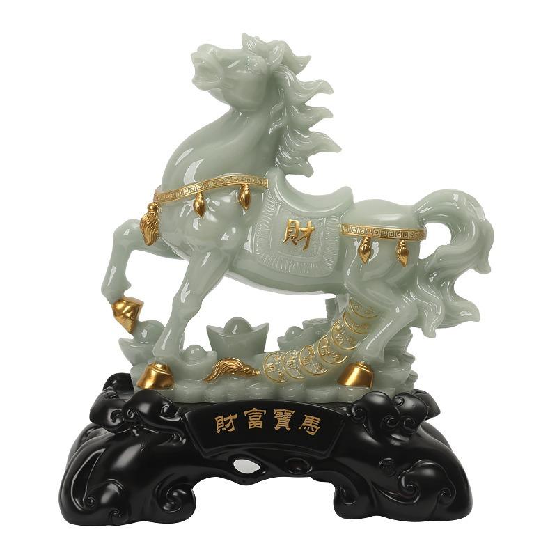 馬 うま 置物 オブジェ 翡翠色 樹脂製 開運 運気アップ 恋愛運 結婚運