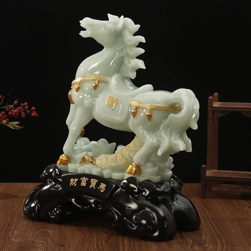 馬 うま 置物 オブジェ 翡翠色 樹脂製 開運 運気アップ 恋愛運 結婚運