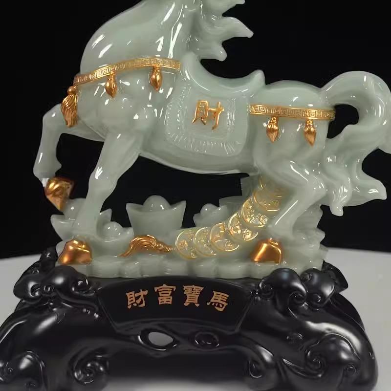 馬 うま 置物 オブジェ 翡翠色 樹脂製 開運 運気アップ 恋愛運 結婚運