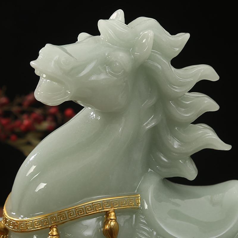 馬 うま 置物 オブジェ 翡翠色 樹脂製 開運 運気アップ 恋愛運 結婚運