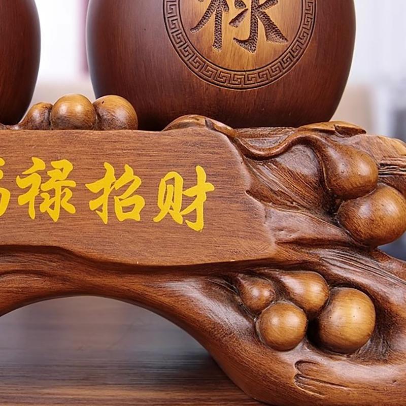 瓢箪 オブジェ 置物 ひょうたん 木目 樹脂素材 金 縁起物 家内安全
