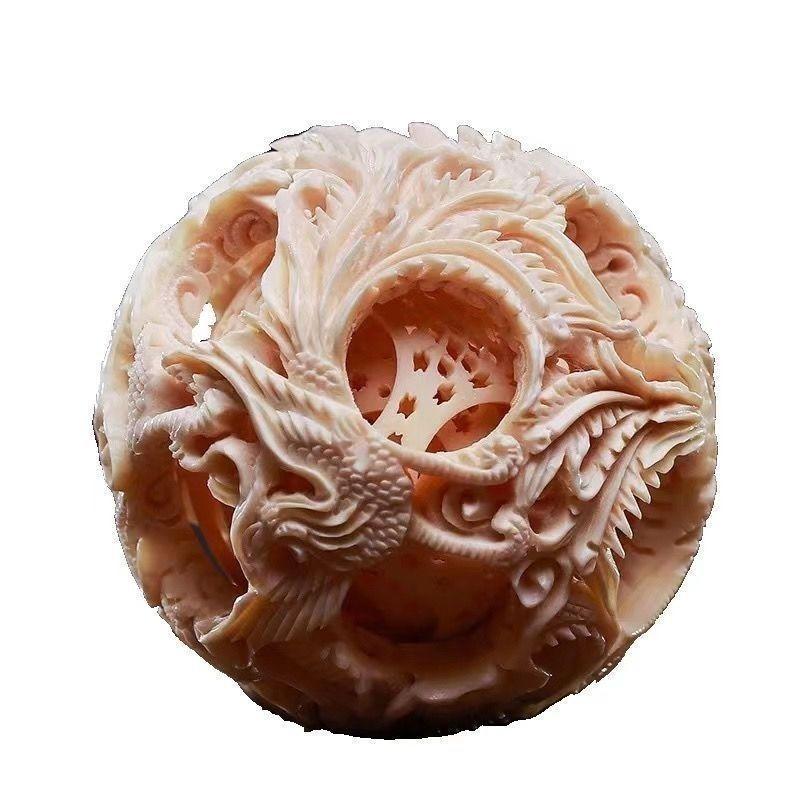 天然マンモス牙精巧な手作り鬼工球 置物 天然マンモス牙精巧な手作り鬼工球 置物