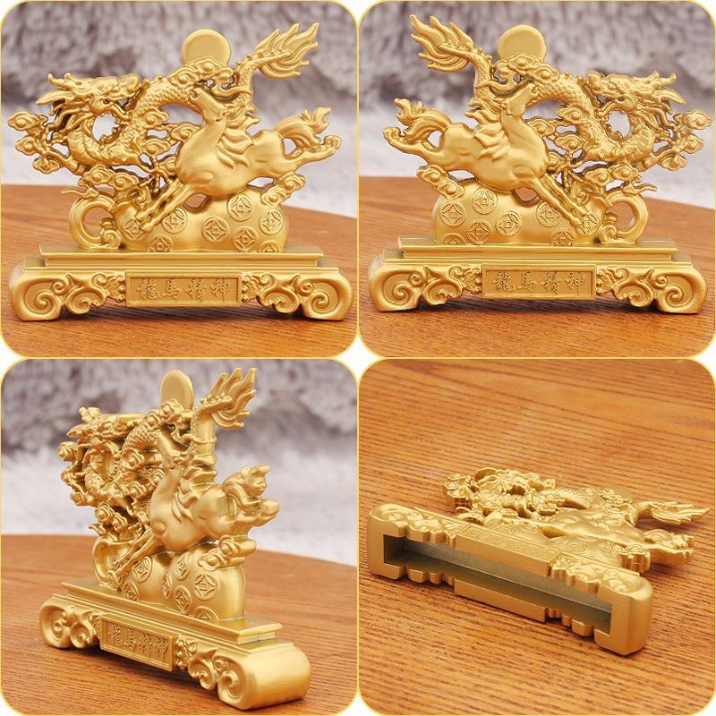 龍 ドラゴン 馬 ウマ 金 黄金 ゴールド 置物 オブジェ 金龍 風水 開運