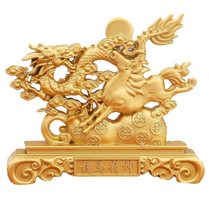 龍 ドラゴン 馬 ウマ 金 黄金 ゴールド 置物 オブジェ 金龍 風水 開運
